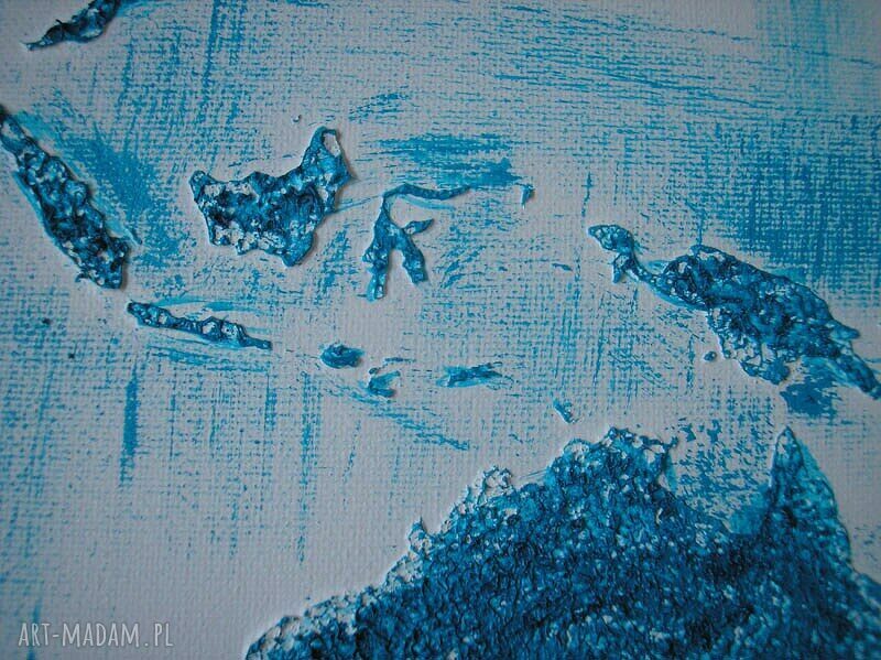 obraz MAPA ŚWITA 3D - TURKUSOWA - 152x84cm ręcznie malowana