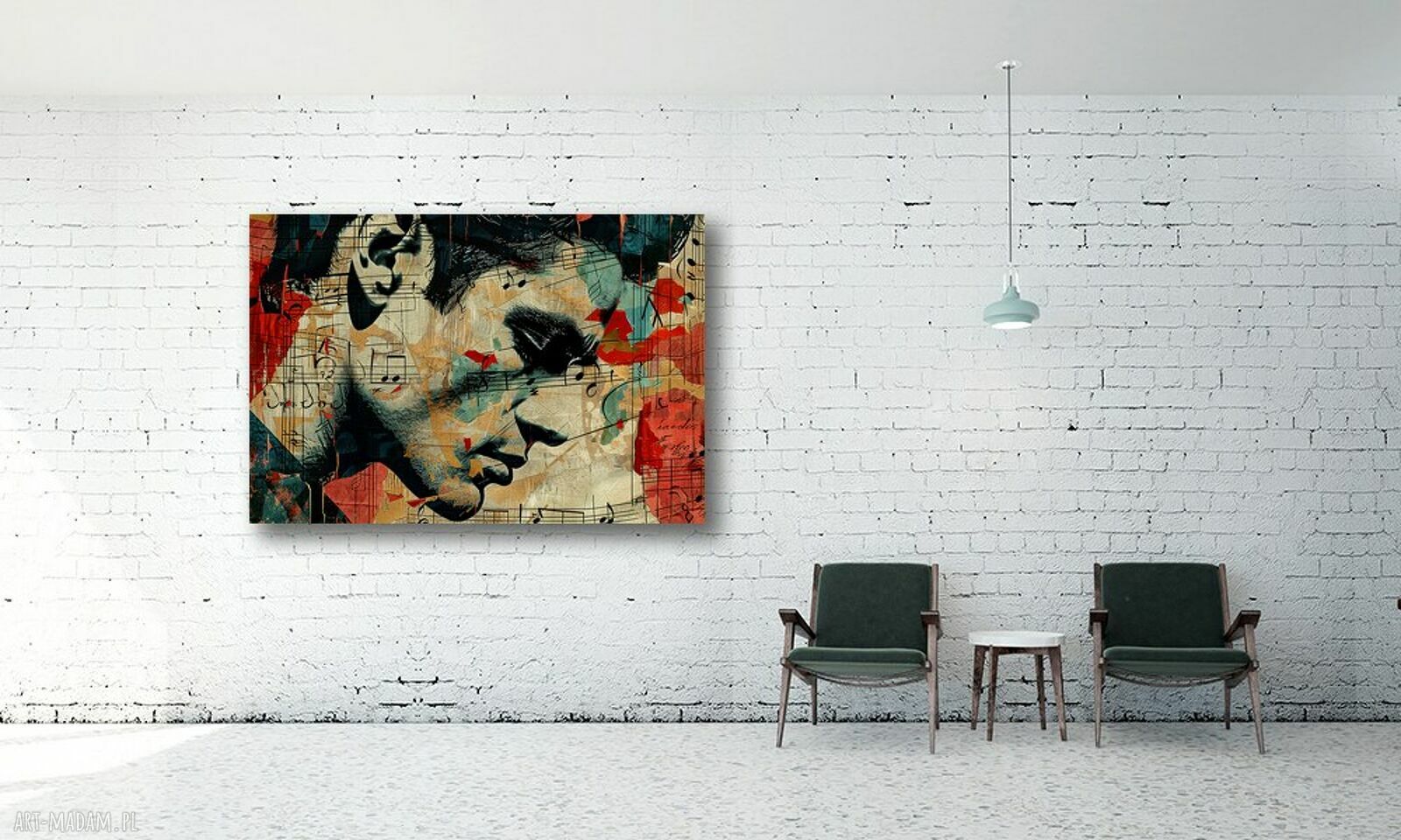 Obraz mężczyzna z nutami na płótnie 120x80 cm