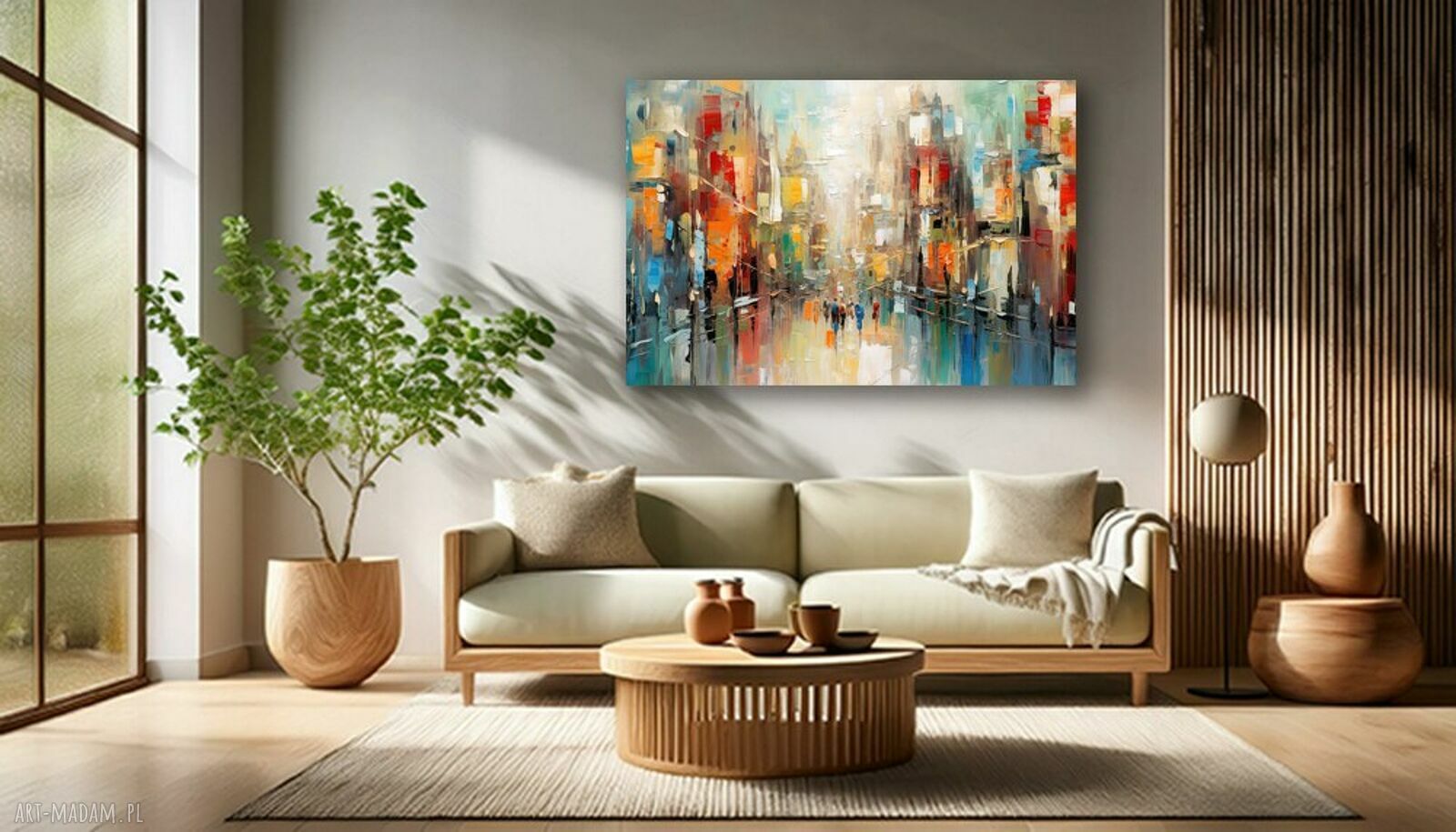 Ręcznie malowany obraz pejzażowy „Widok 31” 100 x 100 cm