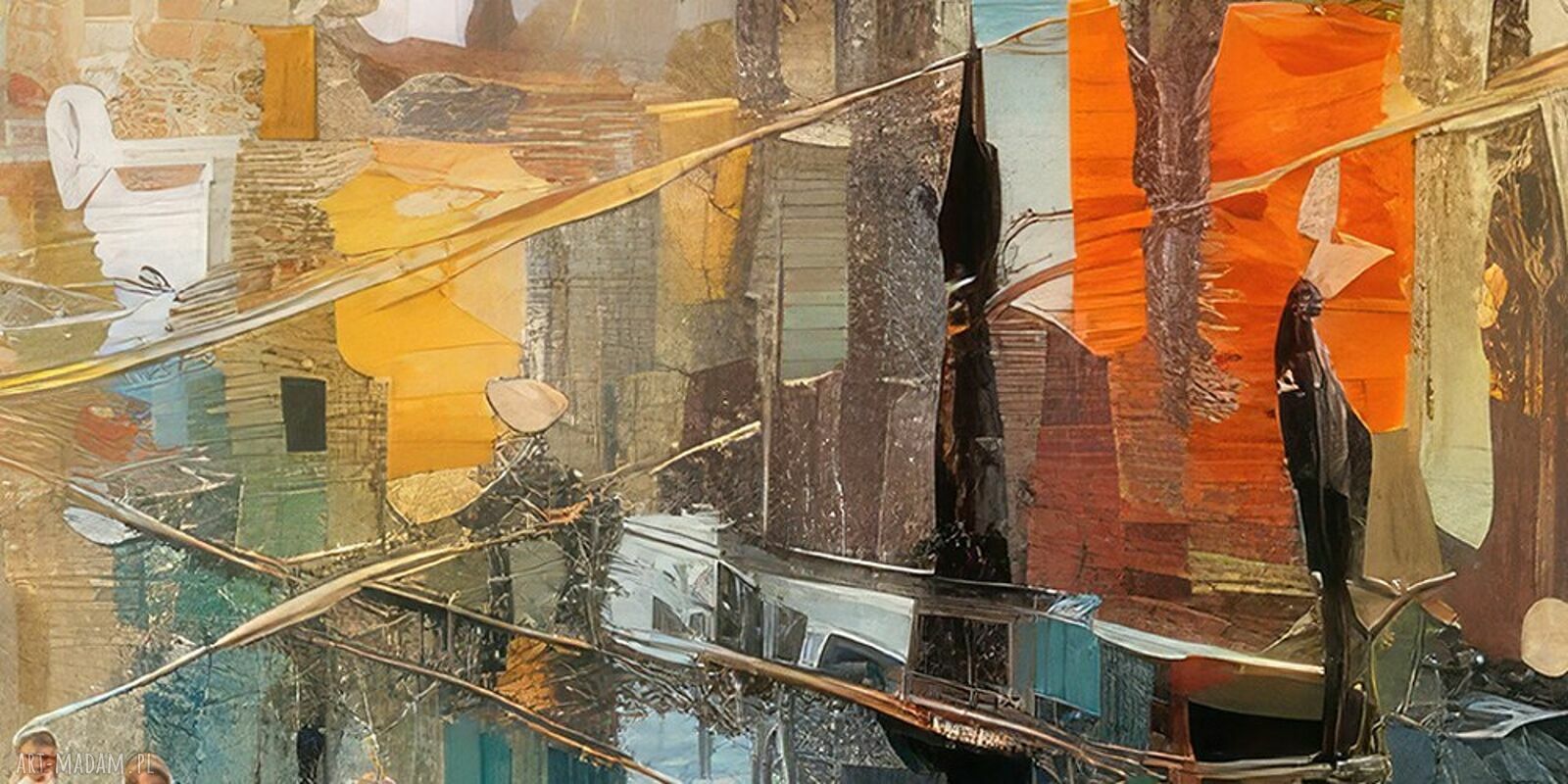 Ręcznie malowany obraz pejzażowy „Widok 31” 100 x 100 cm