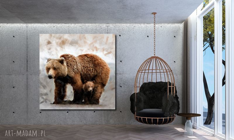 Obraz MISIE 3 - 100x100 cm na płótnie Canvas z niedźwiedziami