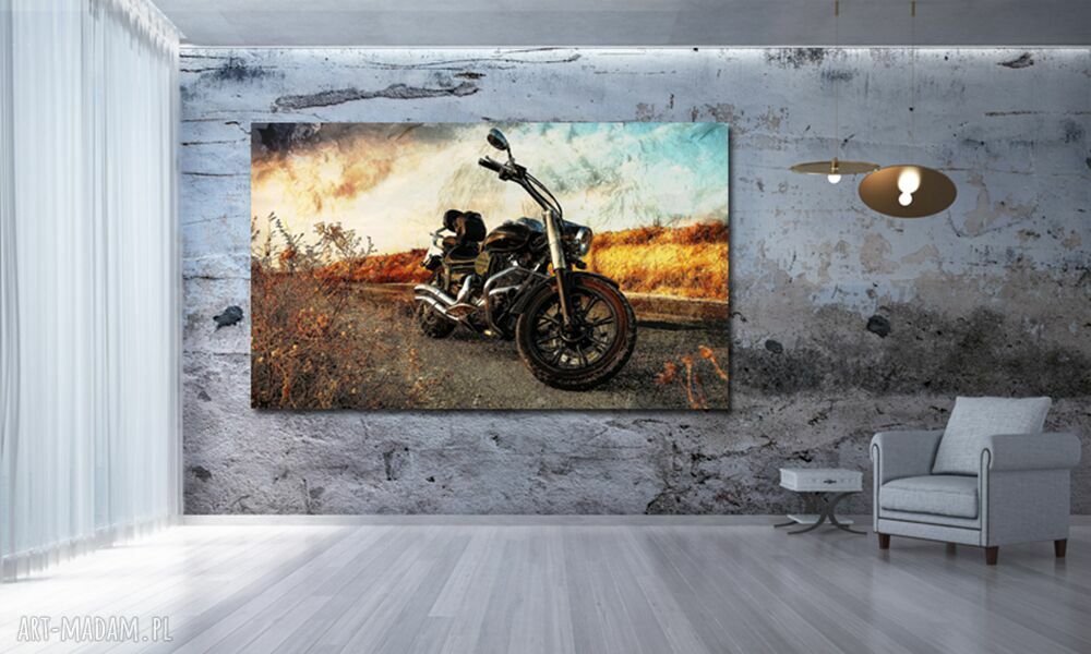 Motocykl - kolorowy obraz 90x50 cm na płótnie Canvas