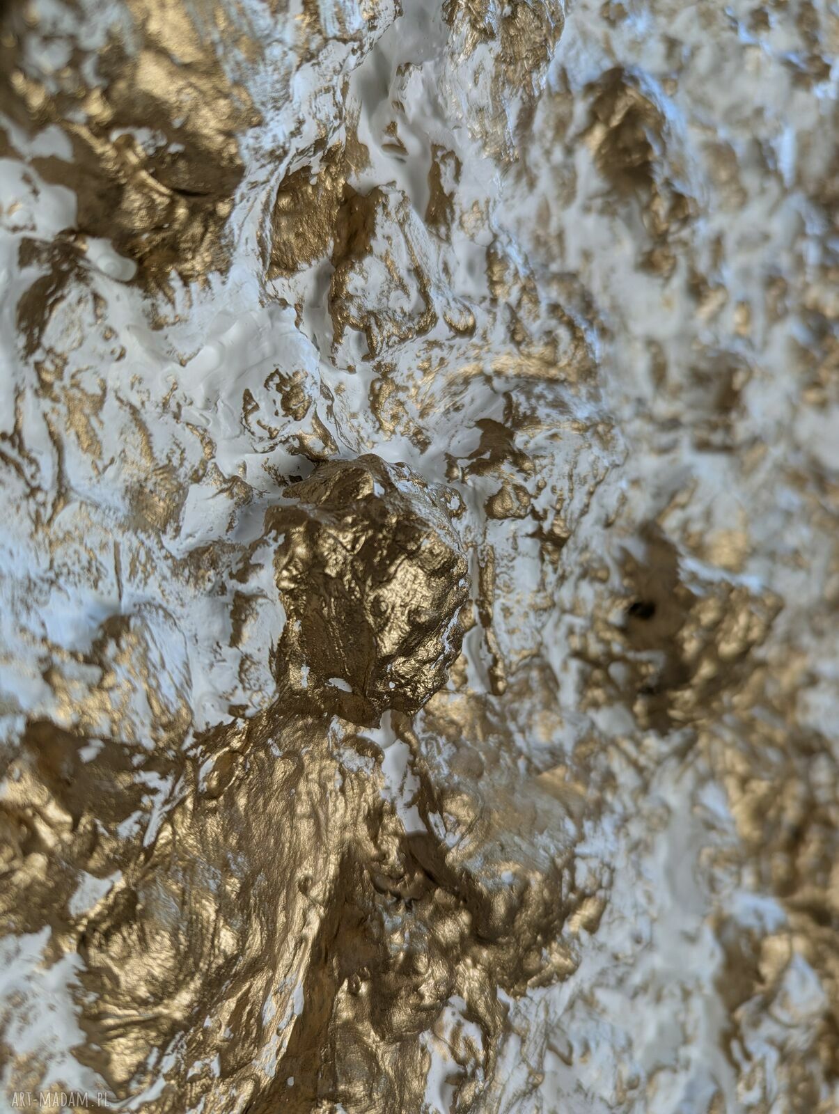 Dyptyk XXL na antresolę 150x140 cm - abstrakcja strukturalna 3D ze złotymi akcentami