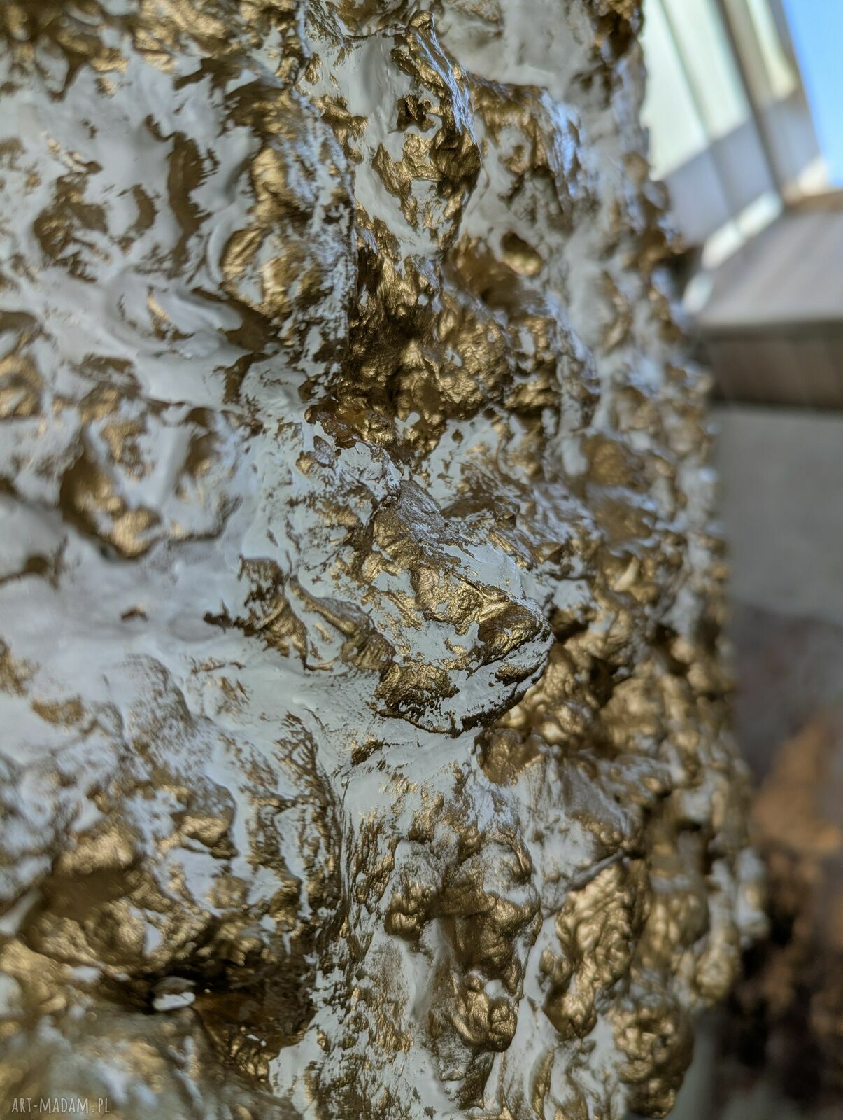 Dyptyk XXL na antresolę 150x140 cm - abstrakcja strukturalna 3D ze złotymi akcentami