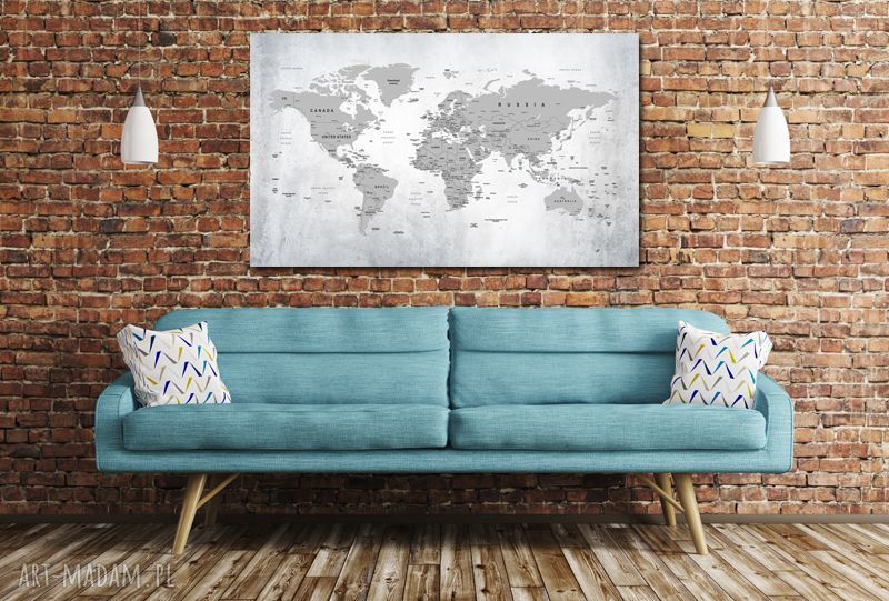 Obraz na korku Mapa świata 120x70 cm - tablica korkowa z pinezkami