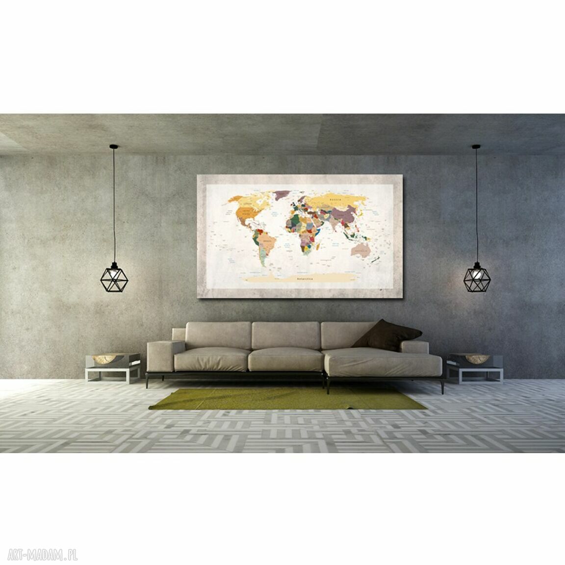 Obraz na korku - Mapa Świata 90x50 cm z pinezkami