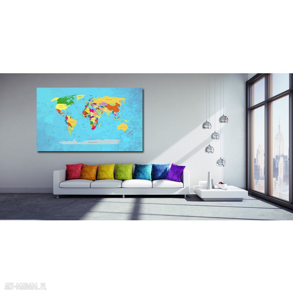Obraz na korku Mapa Świata nr 25 - tablica korkowa 120x70 cm z pinezkami