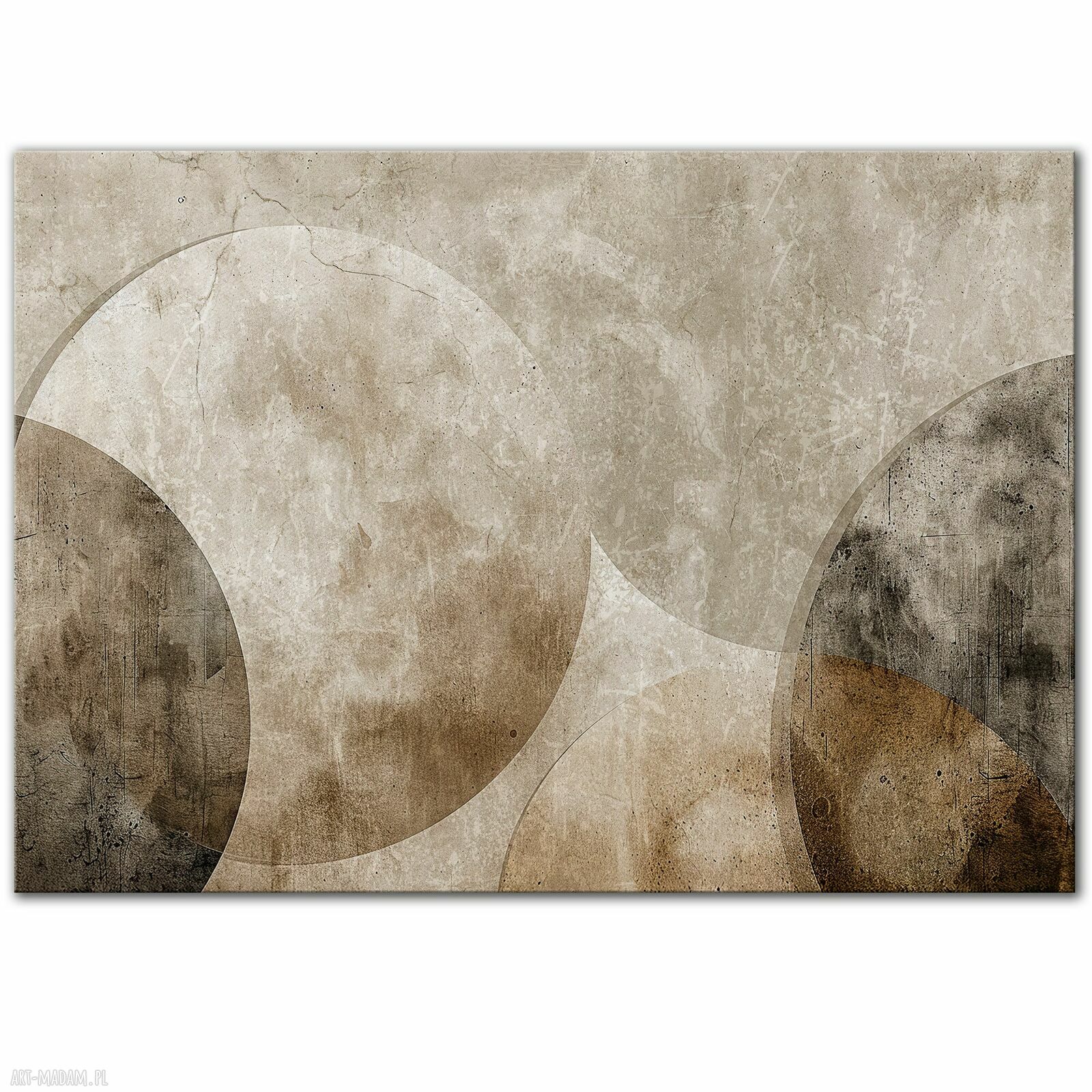 Obraz na płótnie 100x70 cm - abstrakcja geometryczna w beżach i brązach