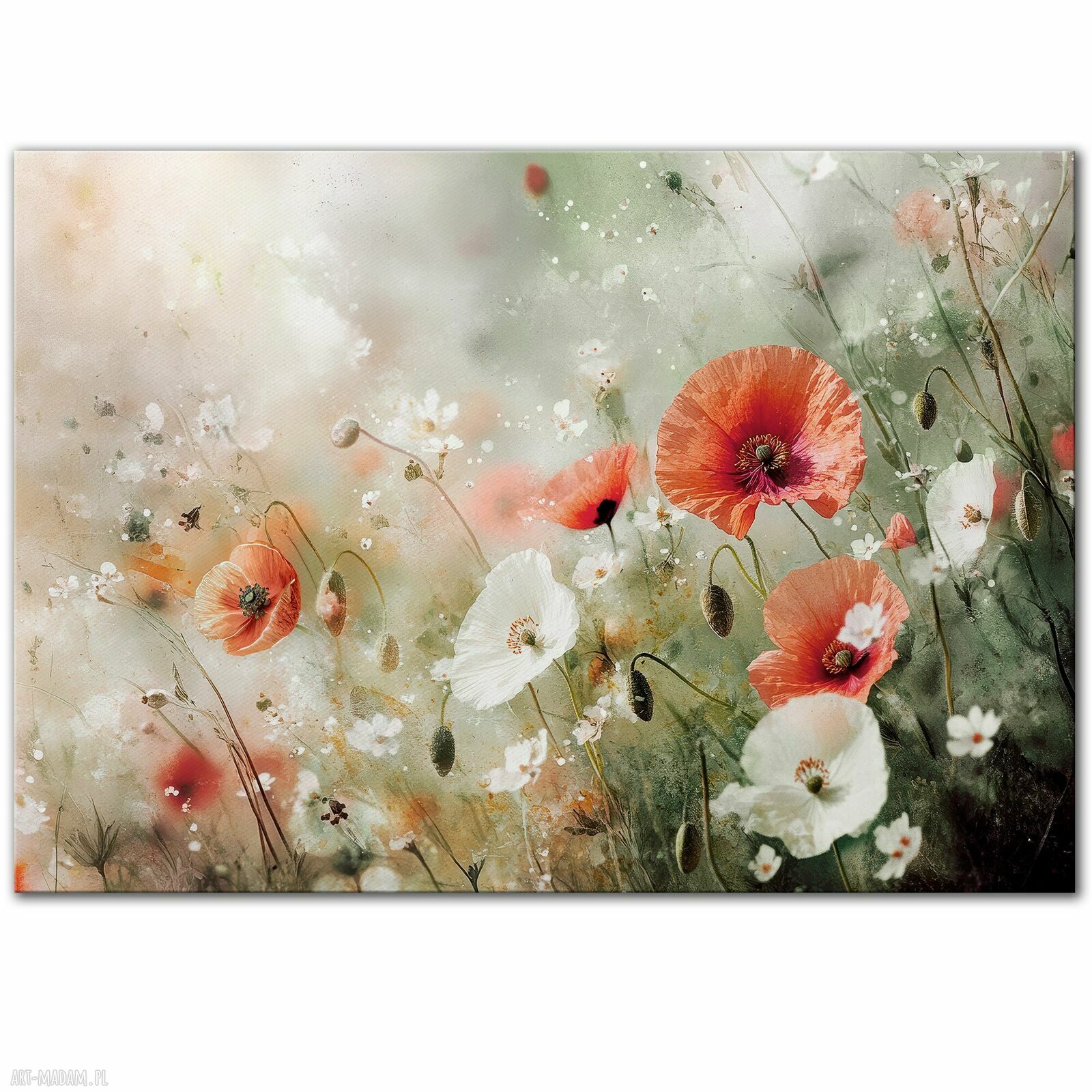 Obraz na płótnie 100x70 cm - łąka z makami