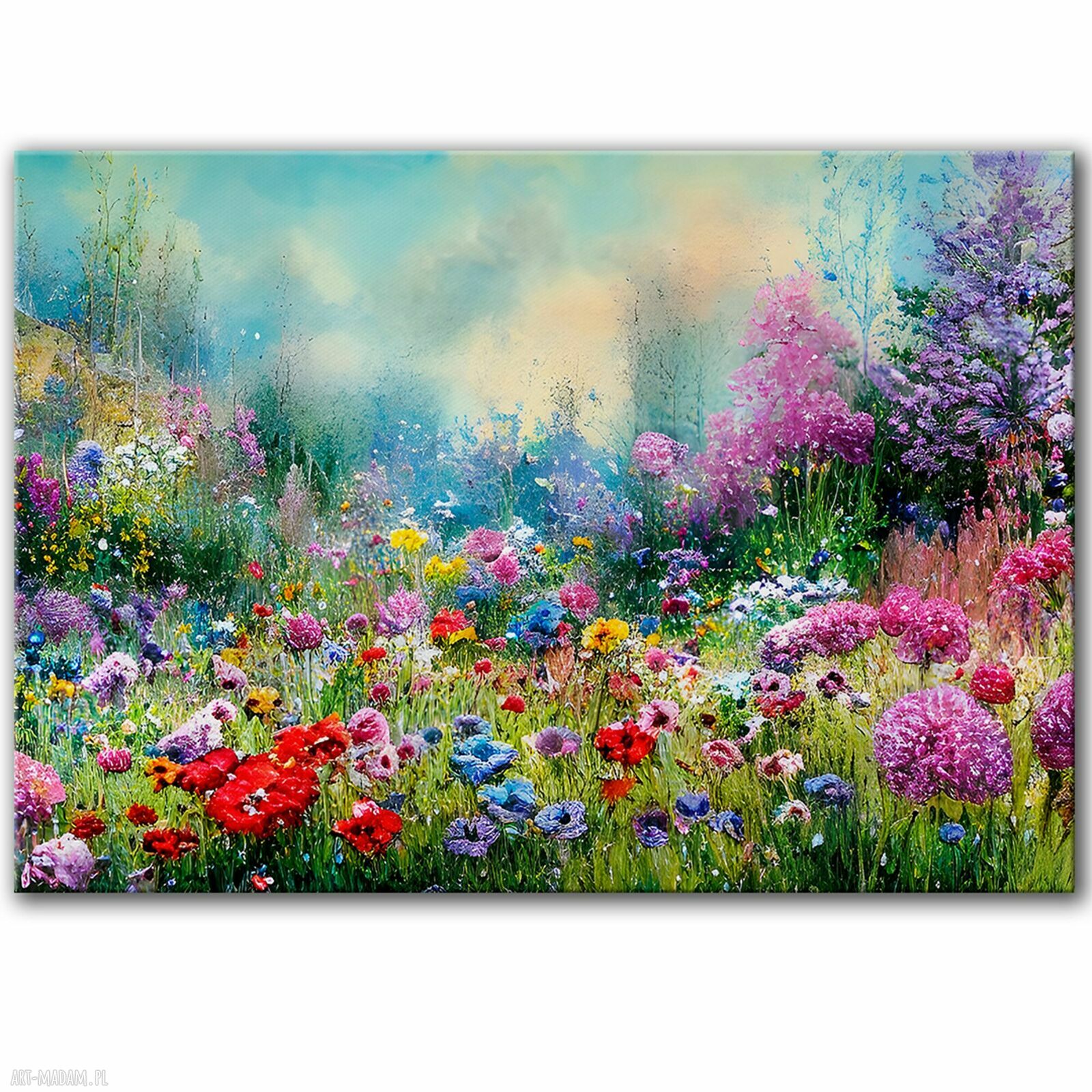 Letnia Łąka 1 - obraz na płótnie 100x70 cm z kwiatami, gotowy do zawieszenia