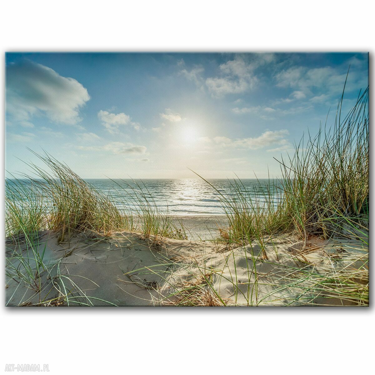 Plaża i morze w stylu Hampton - obraz na płótnie 100x70 cm