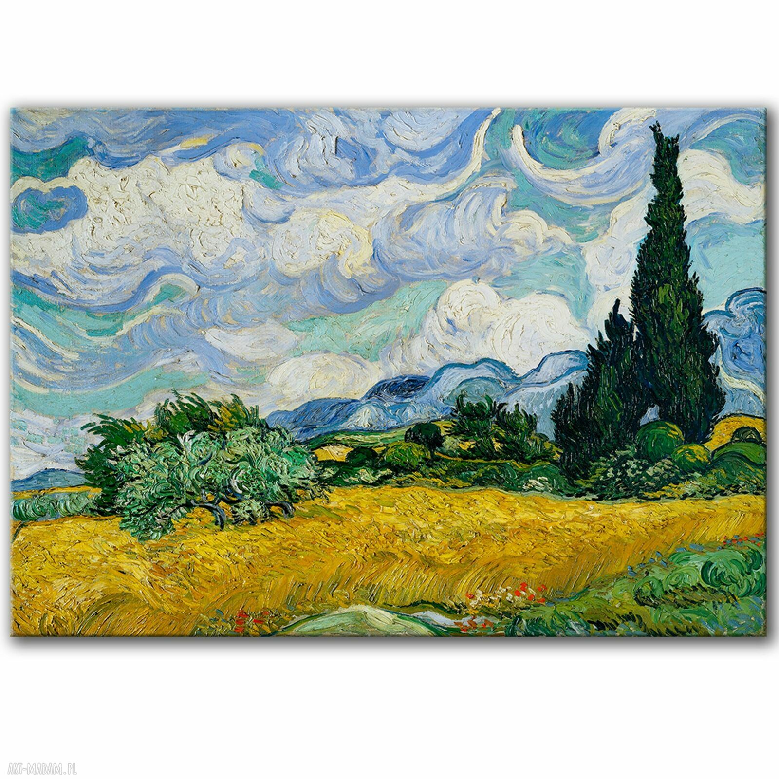 Pejzaż na płótnie 100x70 cm w stylu Van Gogha - gotowy do zawieszenia