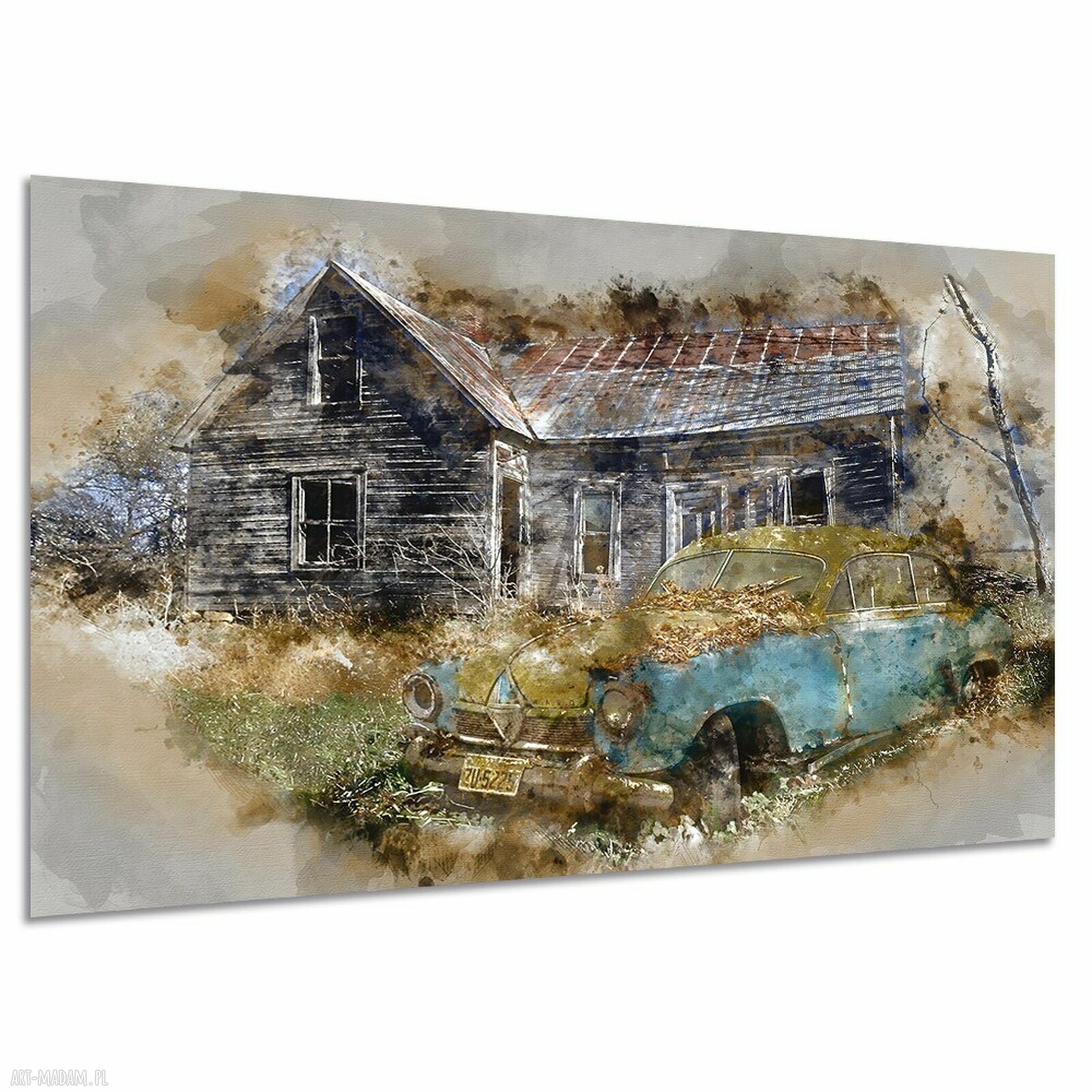 Obraz na płótnie 120x80 cm ze starym samochodem w stylu vintage