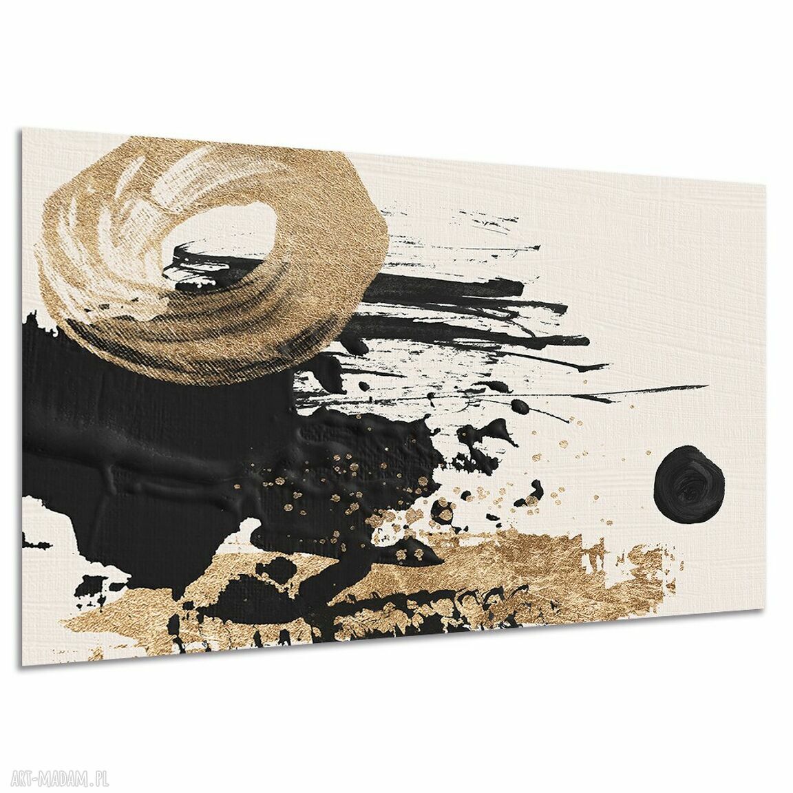 Czarno-złoty obraz abstrakcyjny na płótnie 120x80 cm