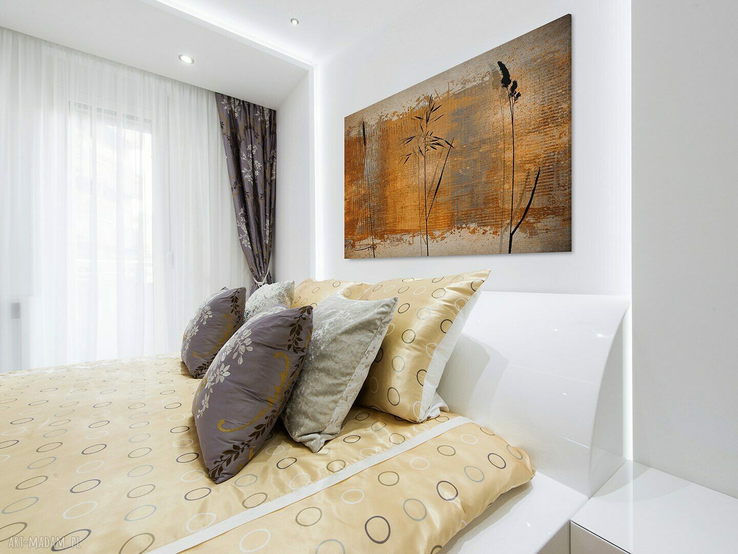 Stonowany obraz na płótnie z kłosami - elegancka abstrakcja 120x80 cm