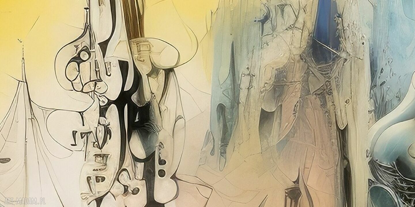 Abstrakcja 66 z Buddą - obraz na płótnie 120x80 cm w słonecznych kolorach