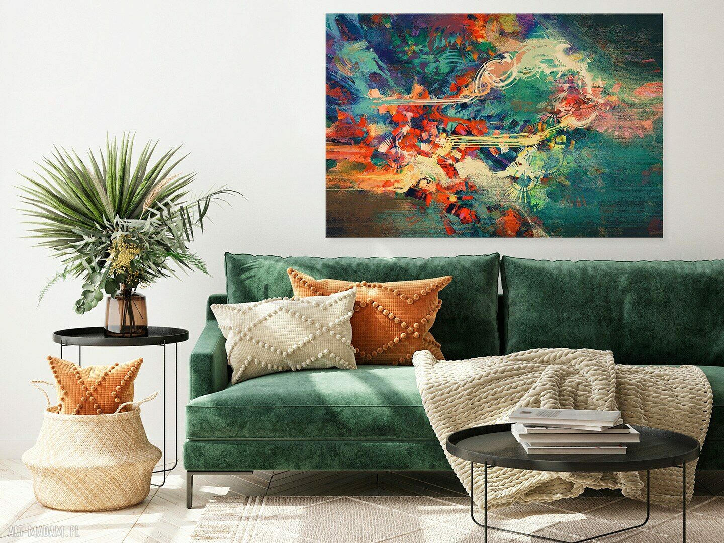 Kolorowa nowoczesna abstrakcja na płótnie 120x80 cm (22201)