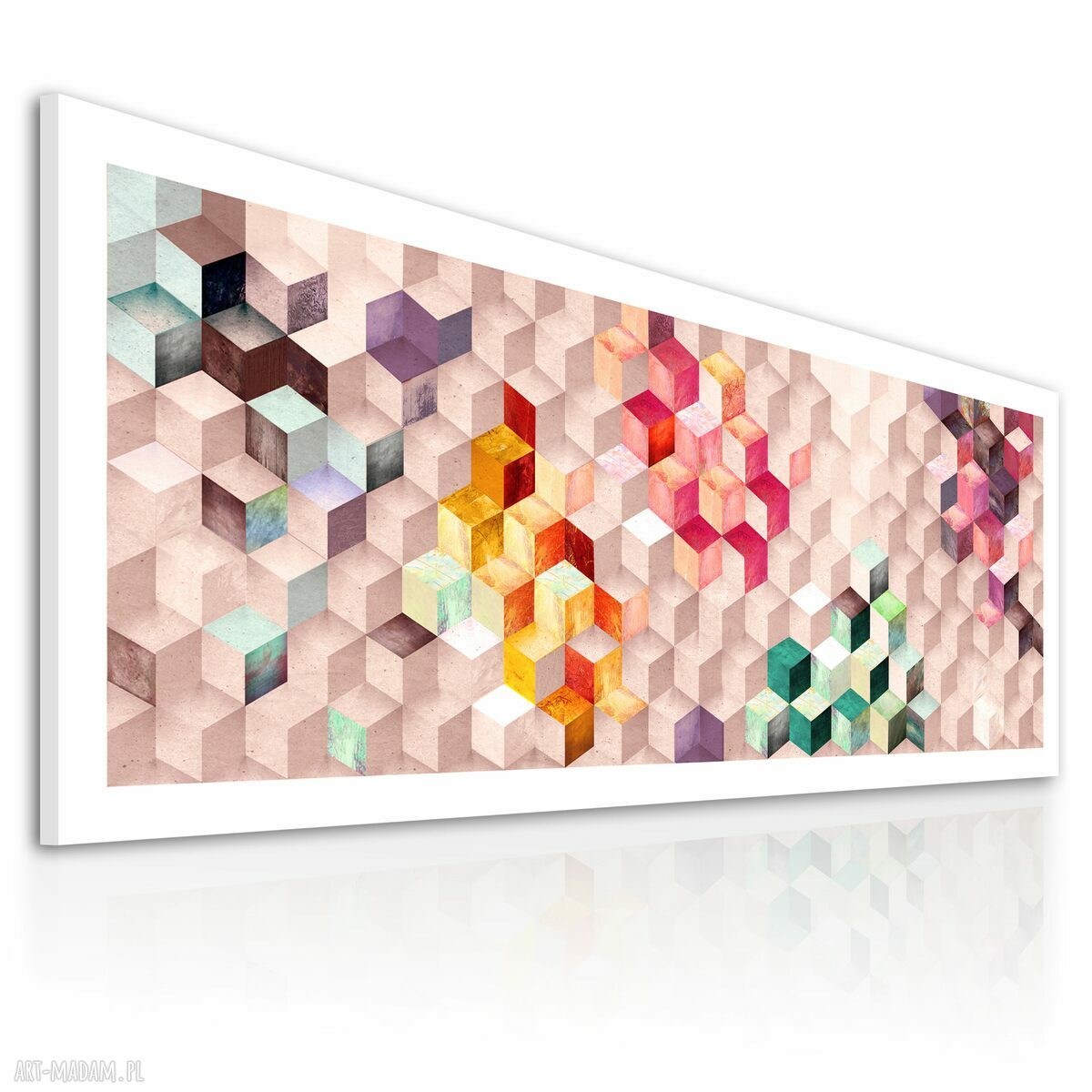 Obraz na płótnie 147x60 cm - Abstrakcja sześciany, gotowy do powieszenia