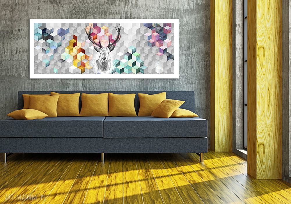 Obraz na płótnie 150x60 cm - Abstrakcja z Jeleniem 02152
