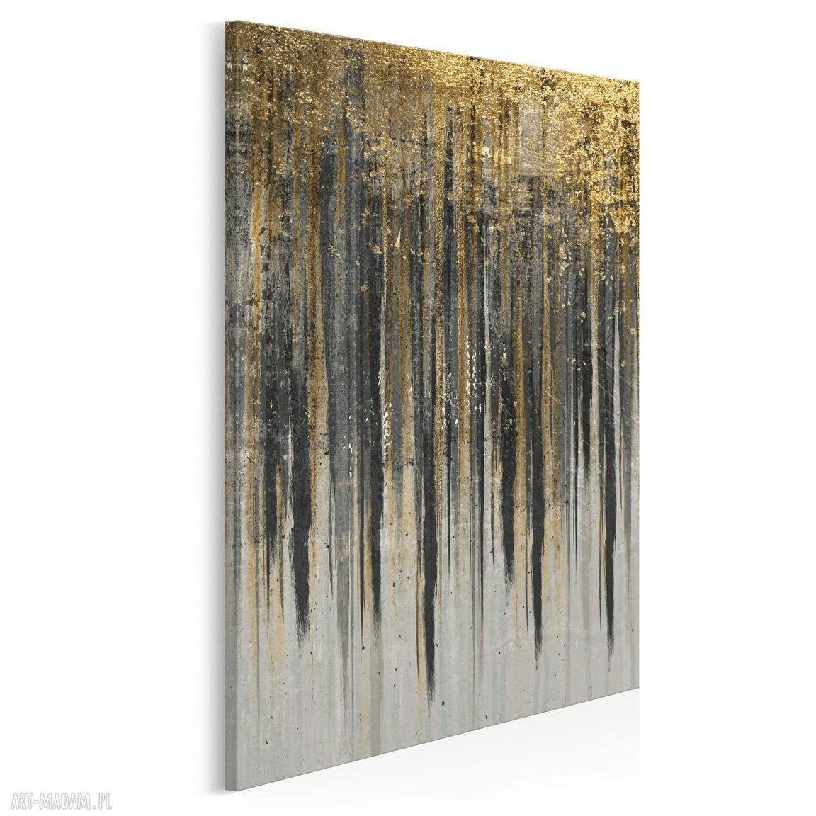 Obraz na płótnie czarny-złoty w pionie 50x70 cm (autorski wzór art deco)