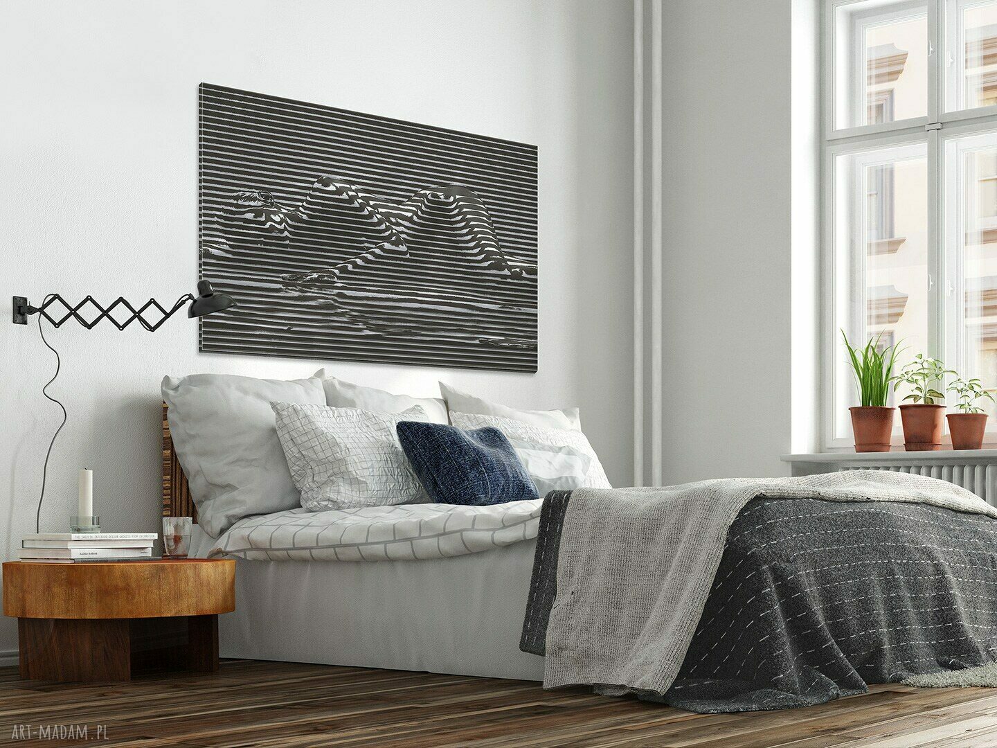 Nowoczesny obraz na płótnie 120x80 cm - Kobieta w paskach