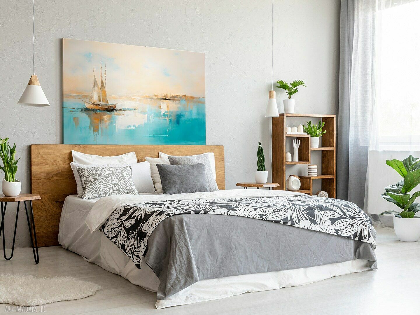 Elegancki obraz na płótnie - marynistyczny statek i spokojne morze 120x80 cm