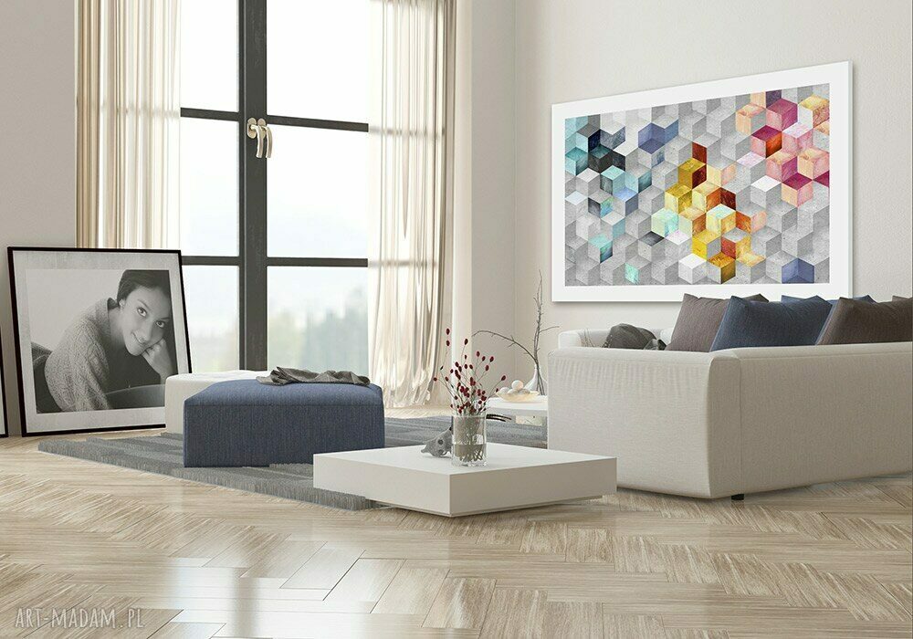Obraz na płótnie 120x80cm - Abstrakcja sześciany 02120 (gotowy do zawieszenia)