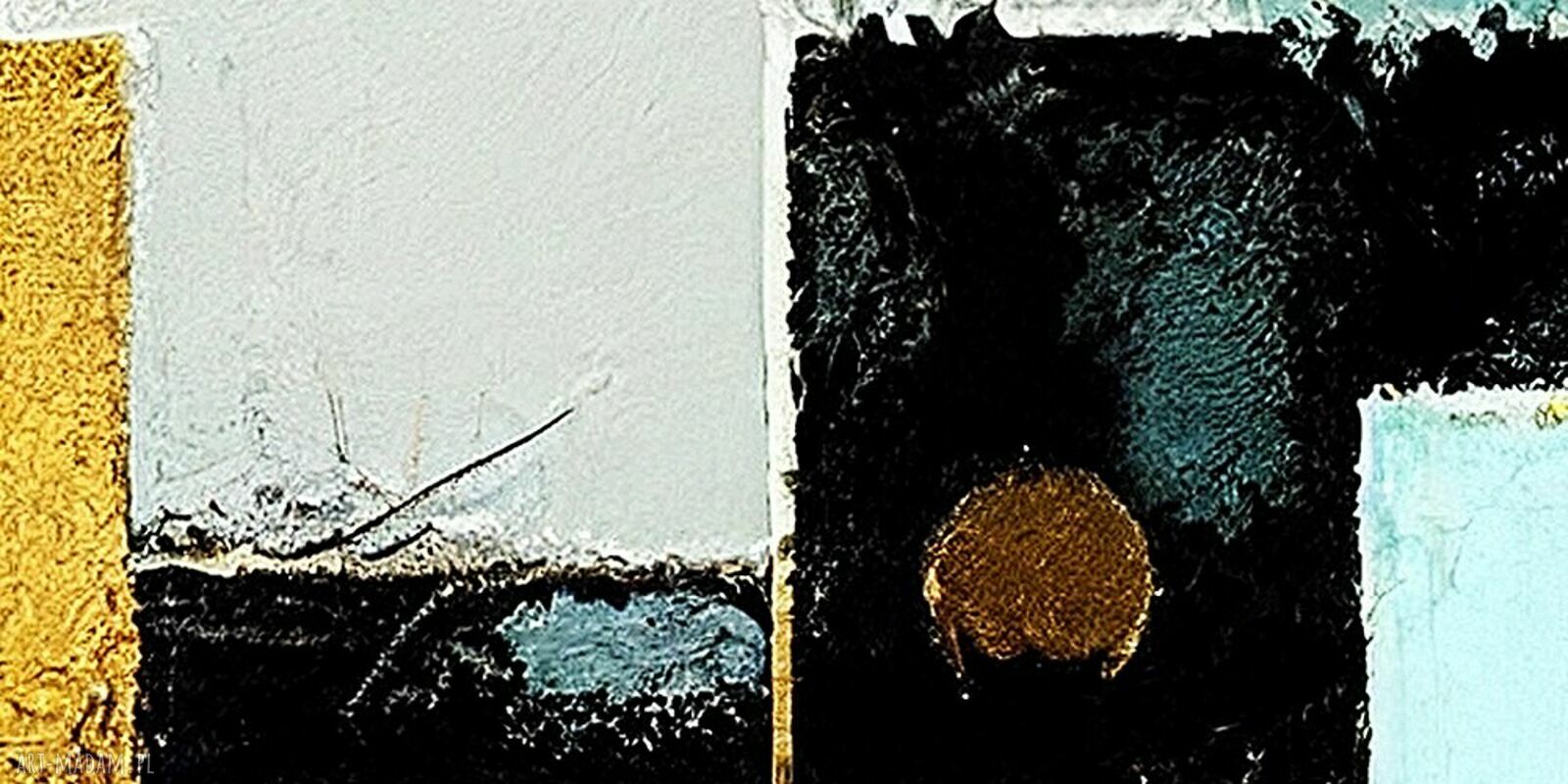 Geometryczny obraz abstrakcyjny na płótnie 120x80 cm - błękit i złoto