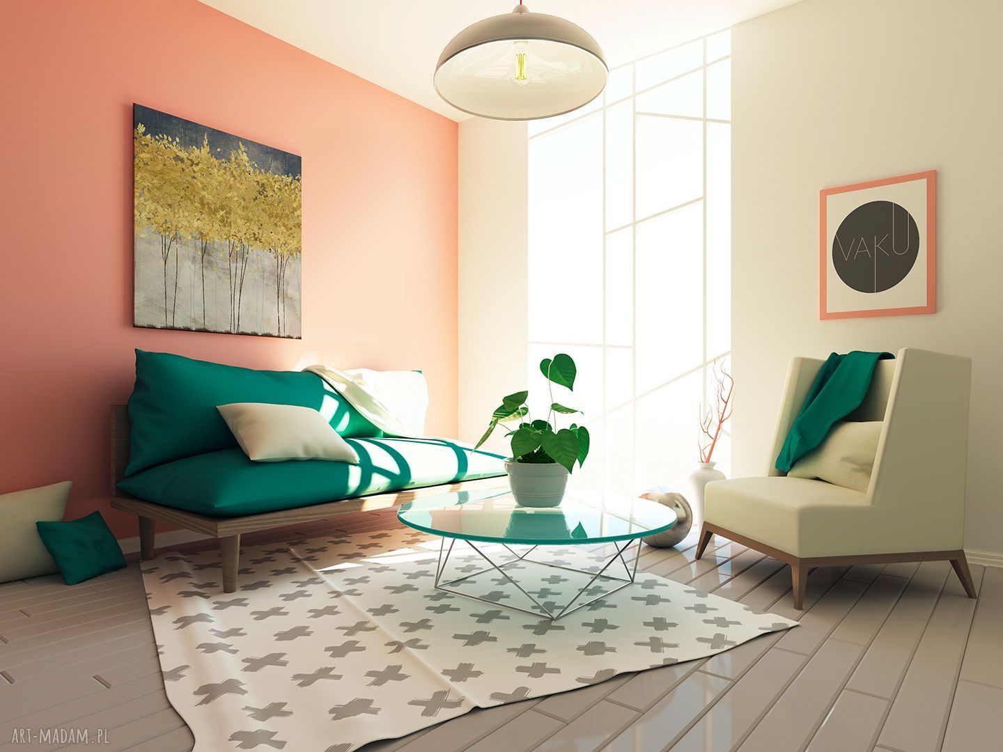 Obraz na płótnie Złote Drzewa 80x80 cm - nowoczesna dekoracja