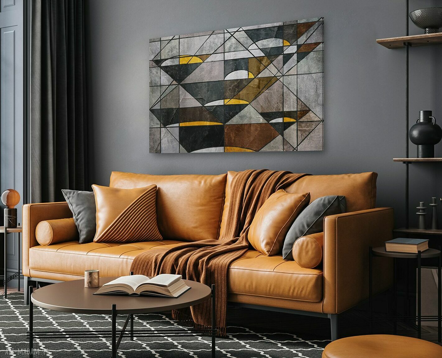 Abstrakcja Geometria - obraz na płótnie 120x80 cm z trójkątami