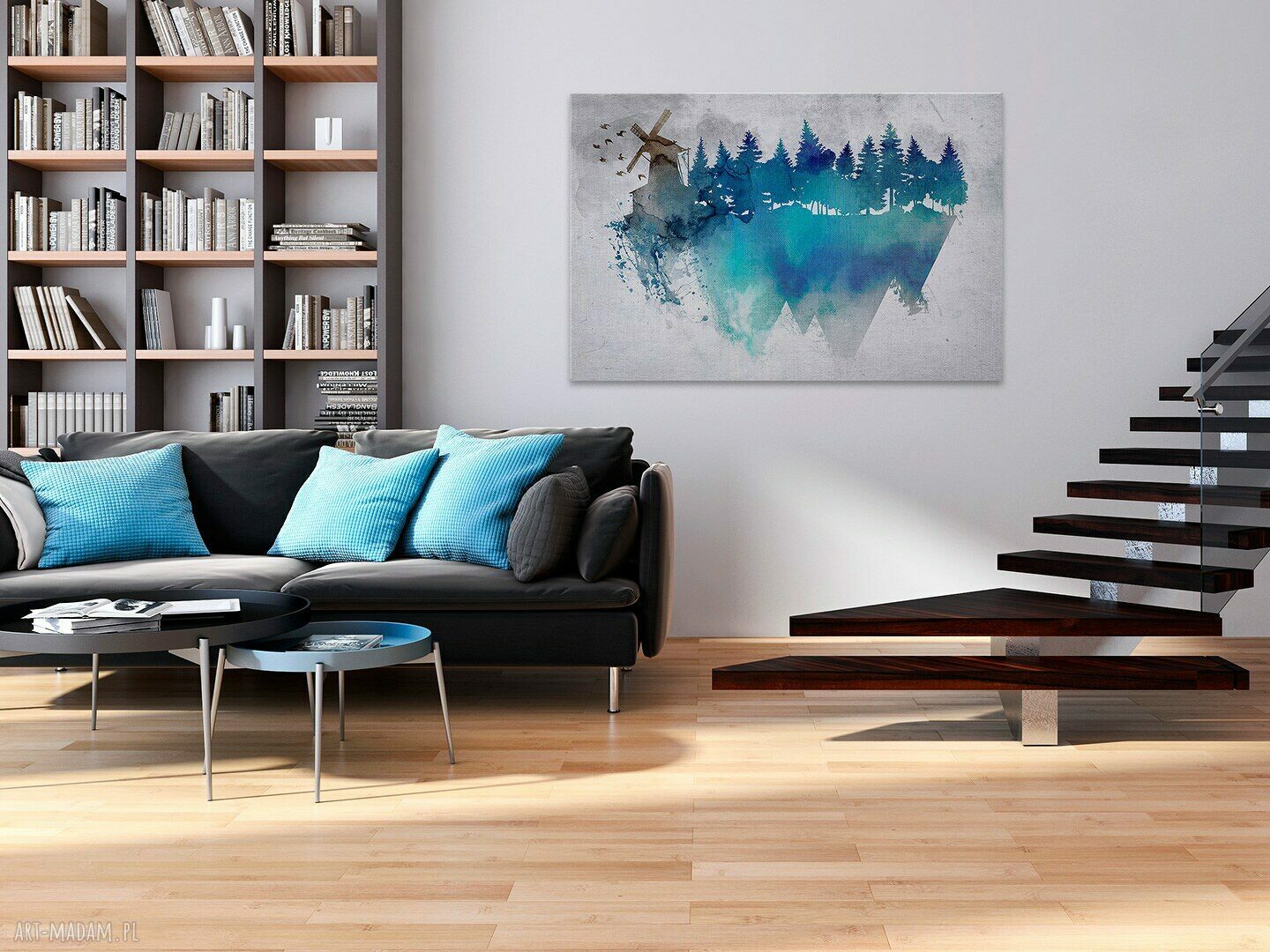 Obraz na płótnie - WIATRAK AKWARELA - 120x80 cm (29101)