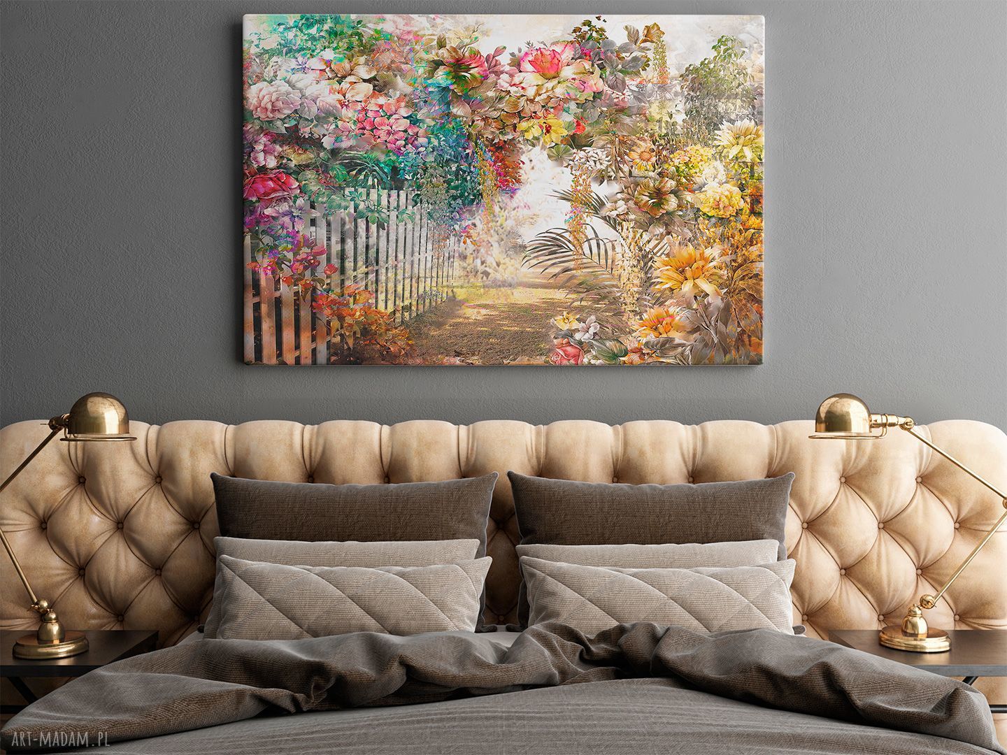 Obraz na płótnie KWIATY OGRÓD ALEJA 120x80 cm (79501)