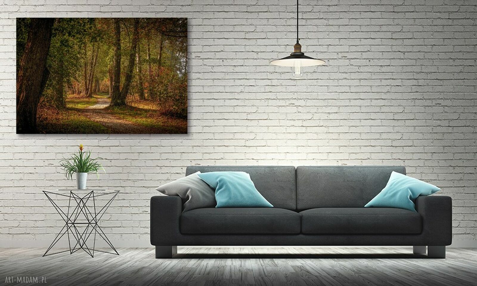 Obraz na płótnie do salonu - leśna alejka 120x80 cm