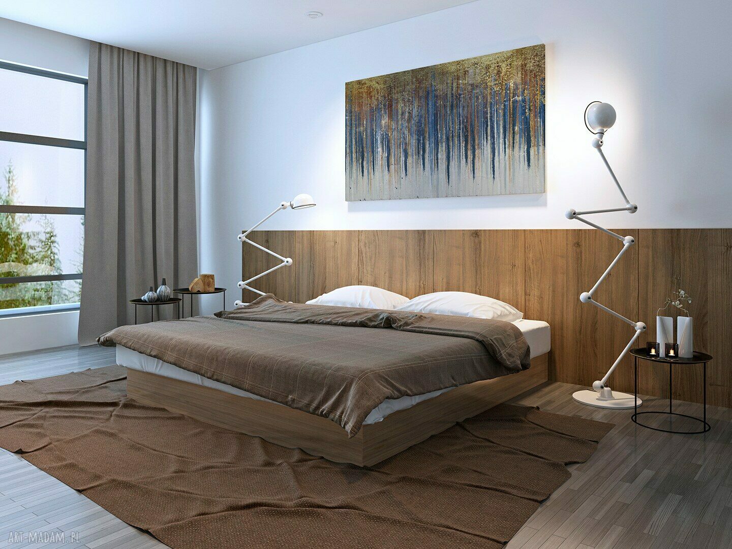 Obraz na płótnie WZÓR NIEBIESKI ZŁOTY 120x80 cm - art deco