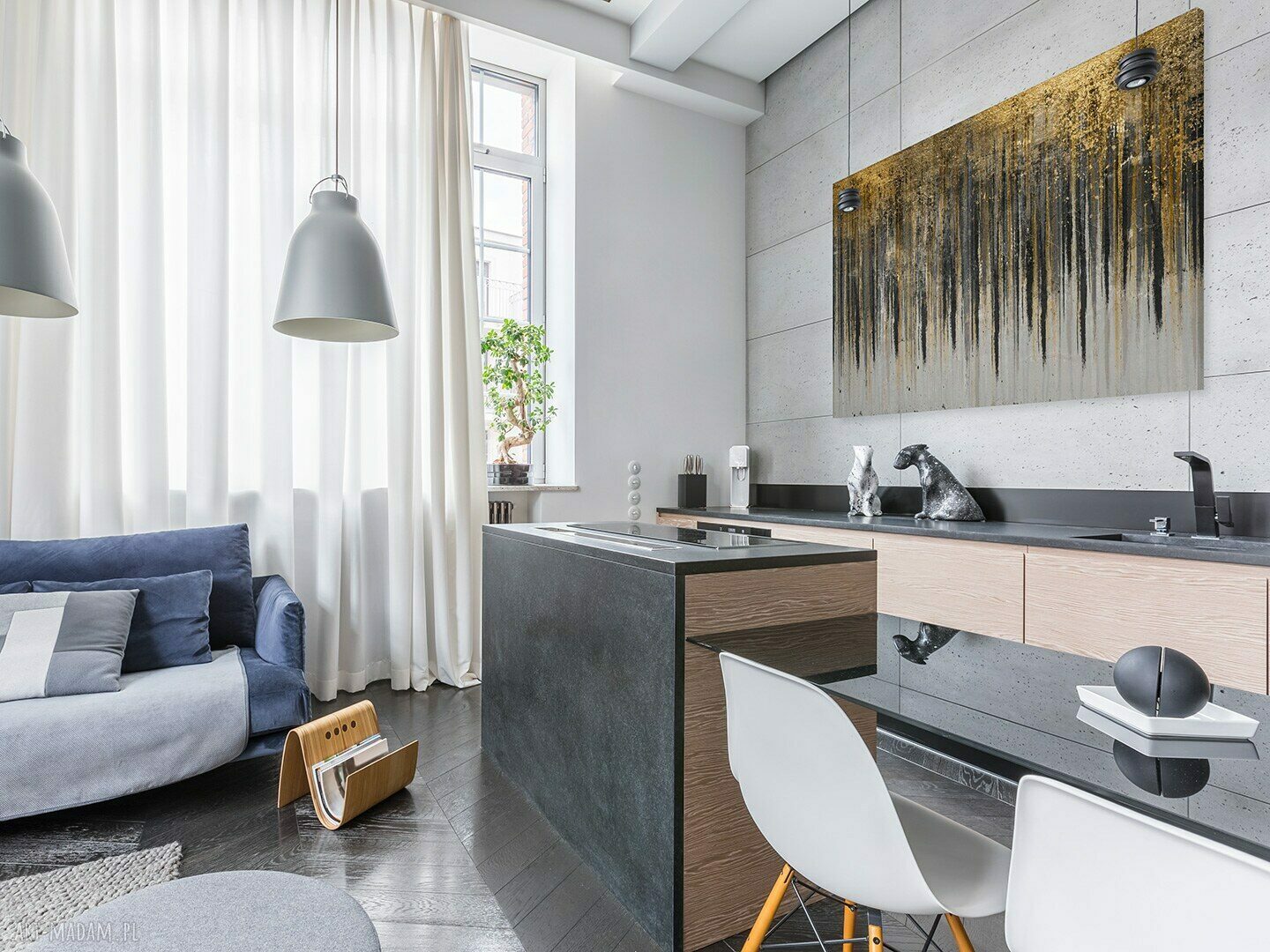 Obraz na płótnie Czarny i Złoty 120x80 cm Art Deco