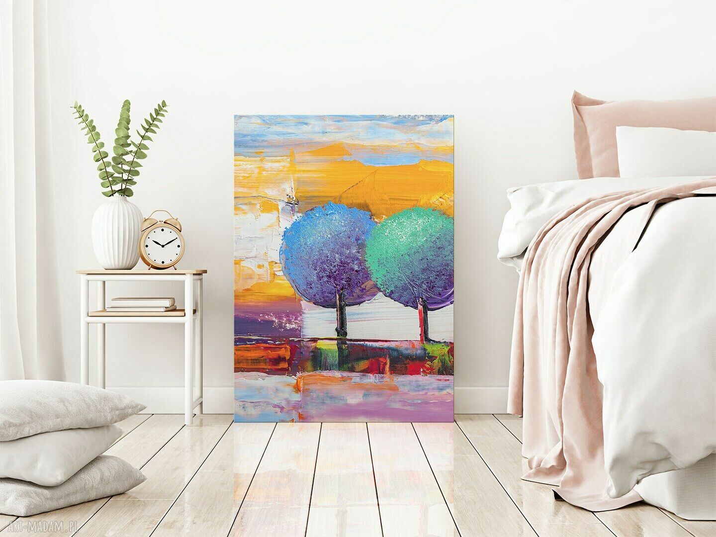 Kolorowy obraz na płótnie - drzewa artystyczne 50x70 cm (w pionie)