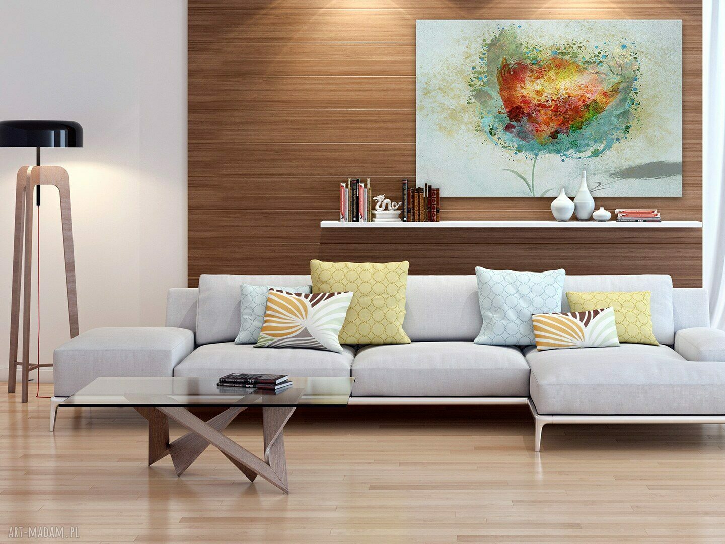 Nowoczesny obraz na płótnie Kwiat w turkusie 120x80 cm