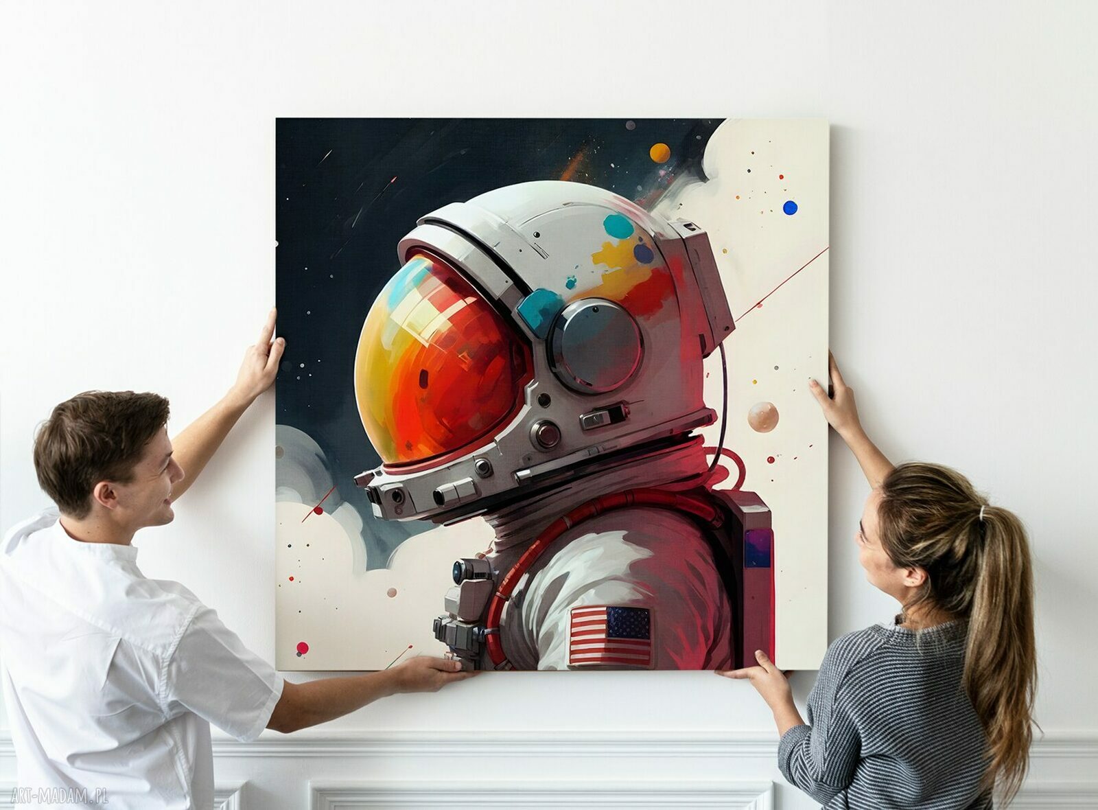 Astronauta w kosmosie - obraz na płótnie 100x100 cm