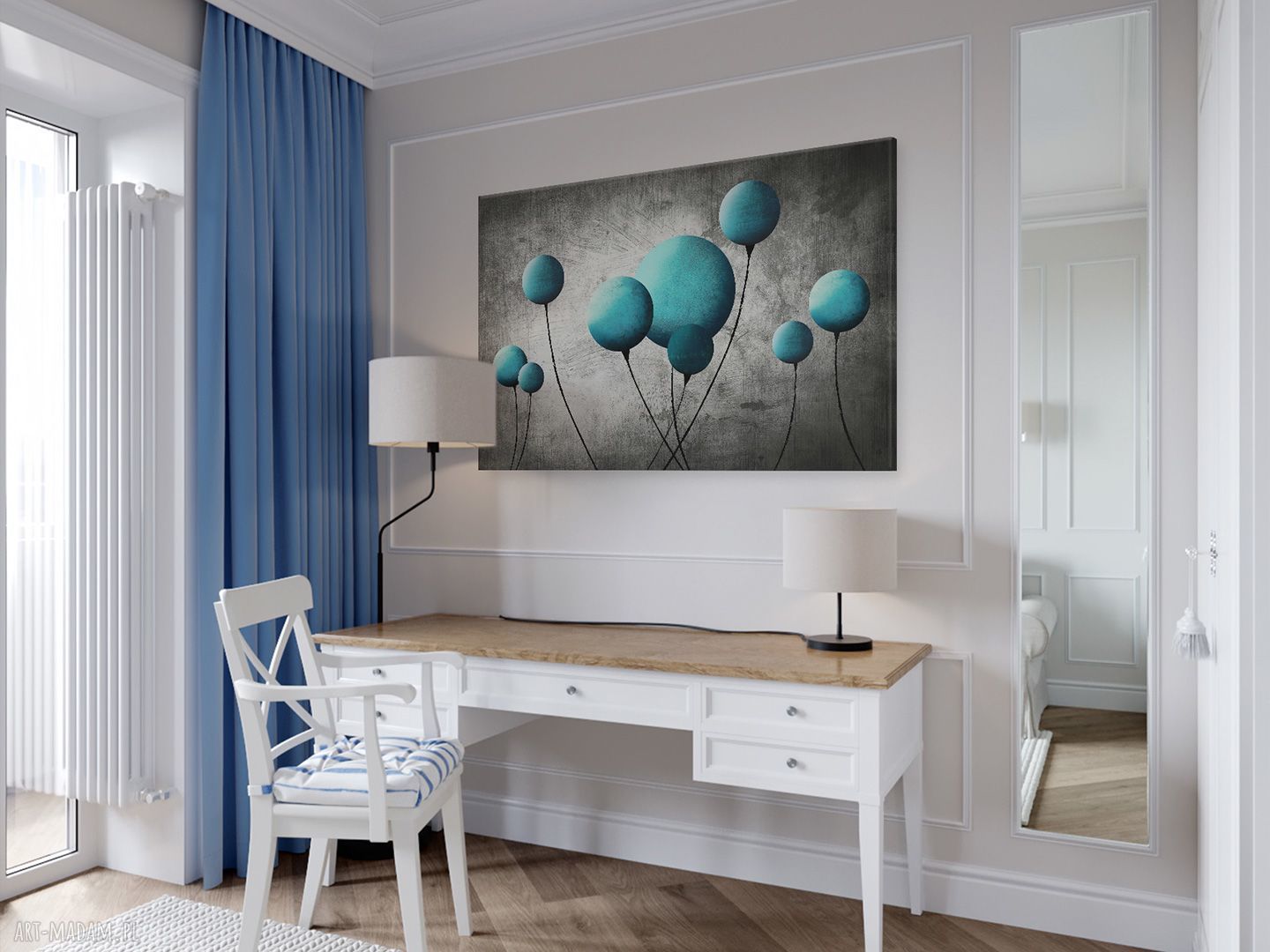 Obraz na płótnie - Balon Balonik Turkusowy - 120x80 cm (69202)