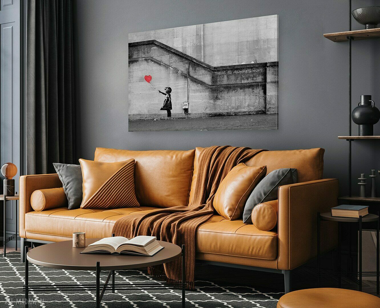 Obraz na płótnie w klimacie Banksy - Dziewczynka z balonem sercem 120x80 cm