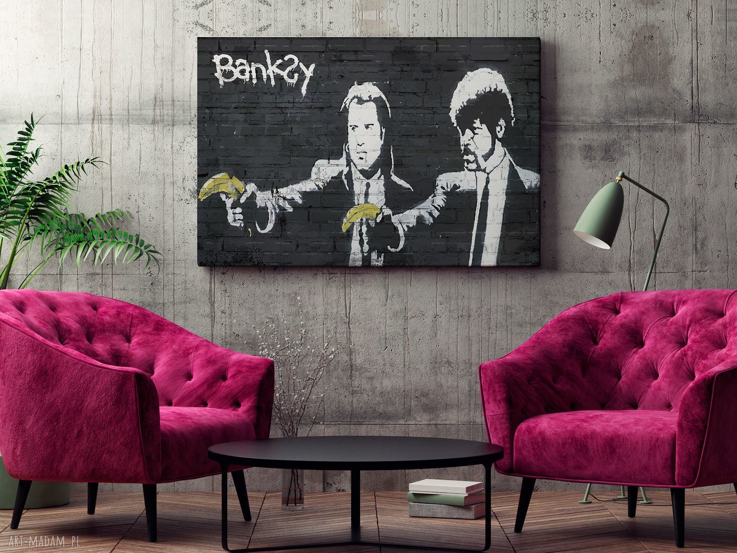 Obraz na płótnie BANKSY Film Banany 120x80 cm