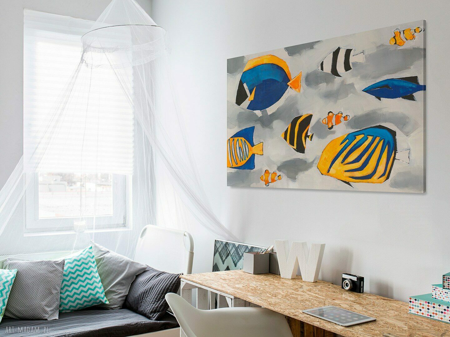 Obraz na płótnie - RYBY AKWARIUM BŁAZENEK NEMO - 120x80 cm (702401)