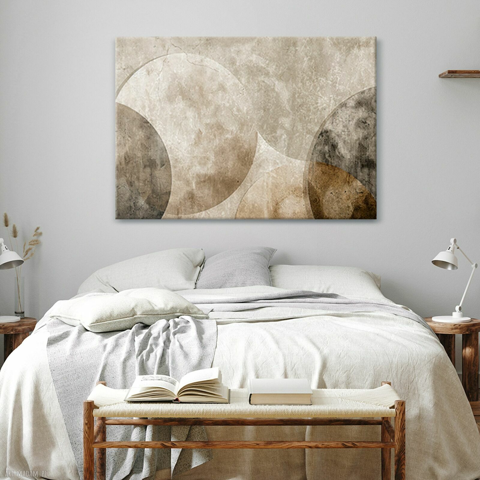 Obraz na płótnie 100x70 cm - abstrakcja geometryczna w beżach i brązach