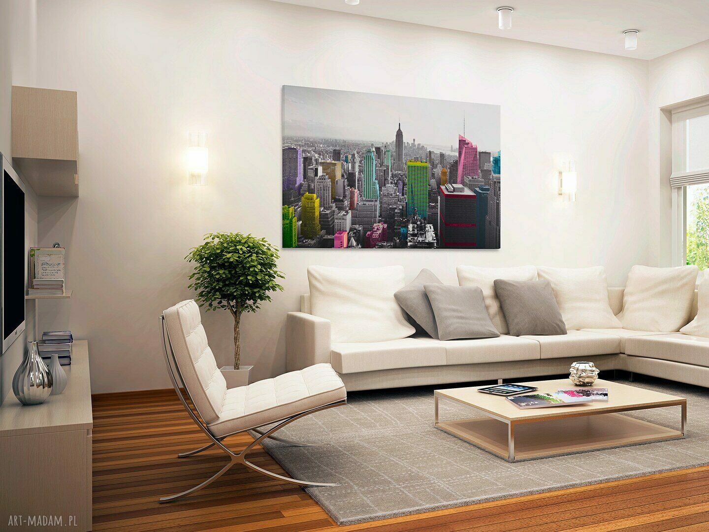 Obraz na płótnie - NOWY JORK WIEŻOWCE KOLORY - 120x80 cm (10901)