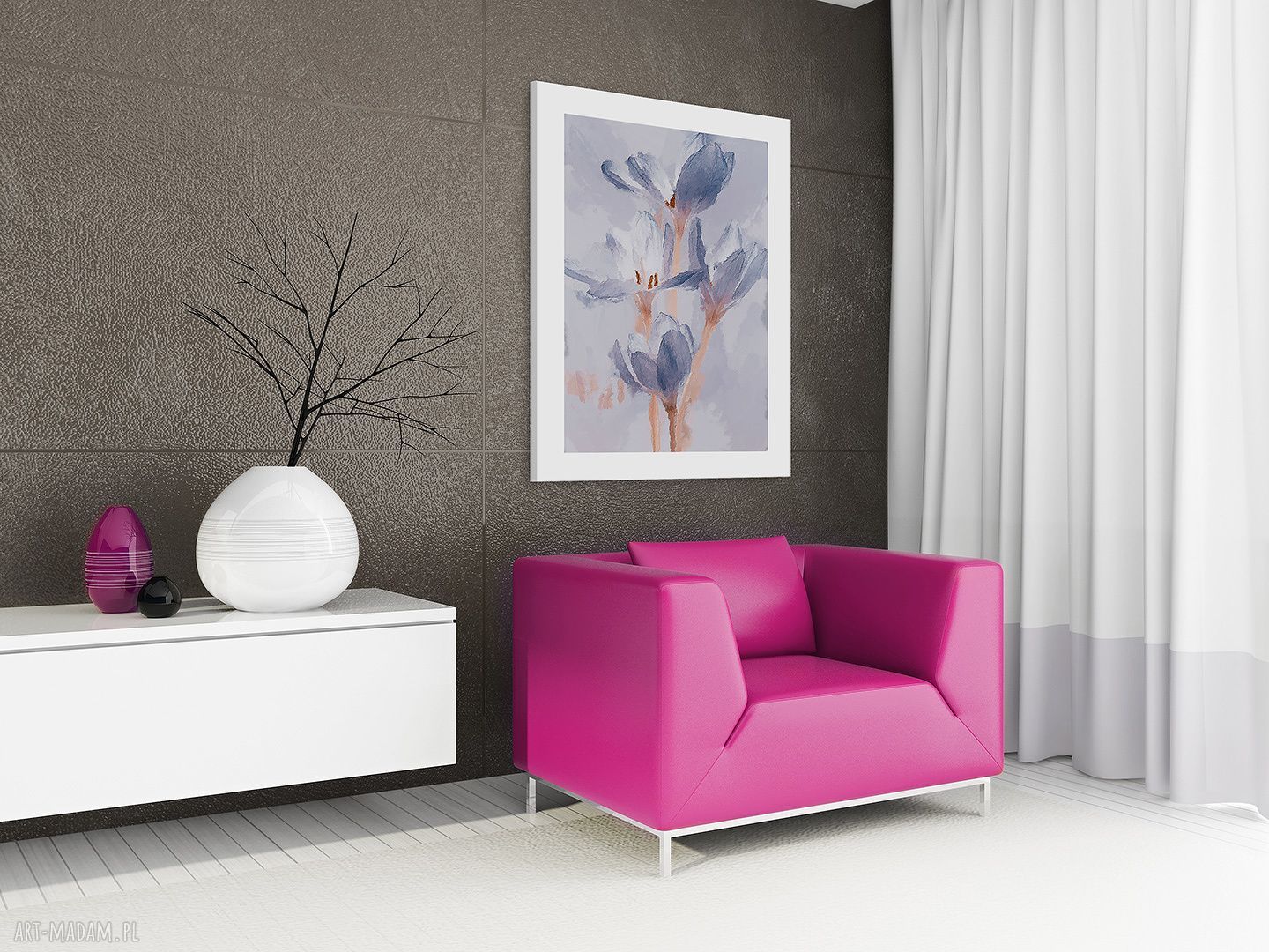 Obraz na płótnie - BŁĘKITNE KWIATY BUKIET - 50x70 cm (03901)