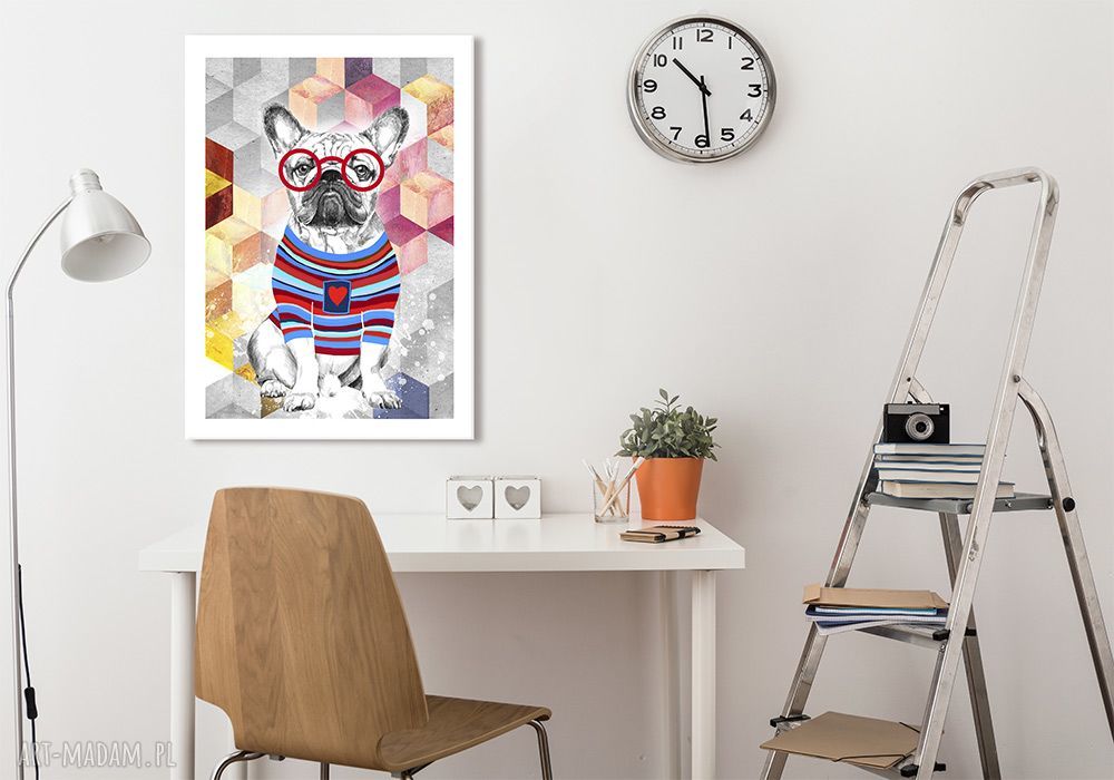 Obraz na płótnie 50x70 Buldog Francuski - wysyłka w 24h, hipster okulary