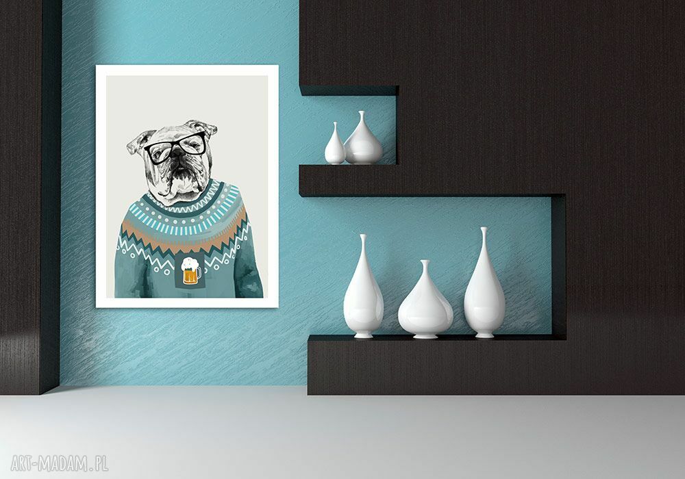 Obraz na płótnie 60x80 Buldog Piwosz - gotowy do powieszenia