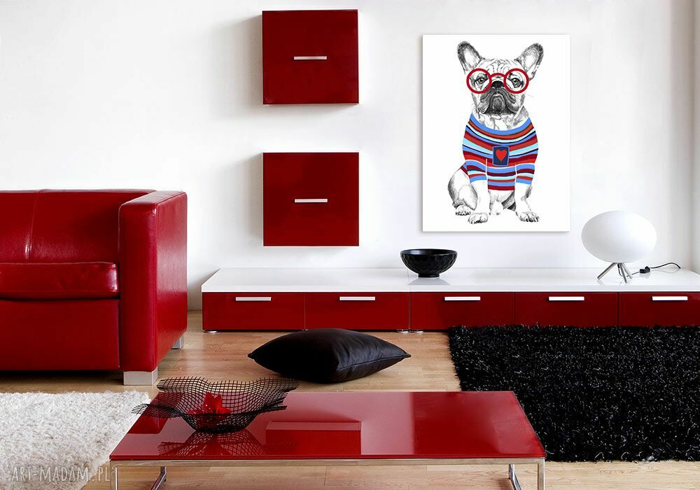 Buldog z sercem - obraz na płótnie 60x80 cm (wysyłka w 24h)