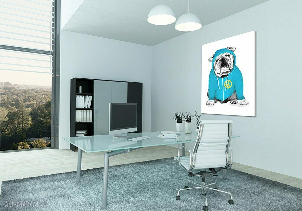 Obraz na płótnie 60x80 cm - Buldog z pacyfką 0262