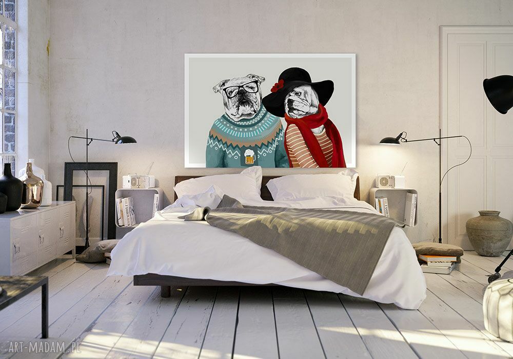 Obraz na płótnie 120x80 cm Buldogi Love 0275 - gotowy do powieszenia